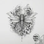 Mechanical dragonfly, ink illustration for ta… – tattoo sketch (№1755627046_0, 19.08.2025 18:10) — tattoovalue.net
