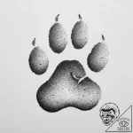 A close-up of a dog’s paw print in wet sand.,… – tattoo sketch (№1755627881_0, 19.08.2025 18:24) — tattoovalue.net