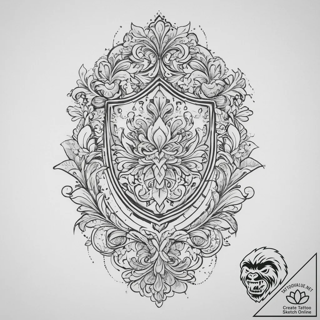 Tattoo design a subtle floral pattern forming... - tattoo sketch (№1755628297_0, 19.08.2025 18:31) — tattoovalue.net