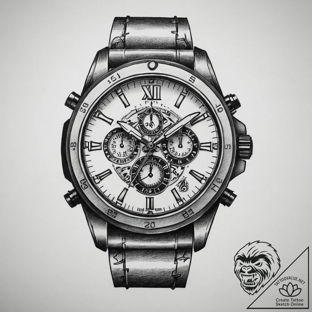 Tattoo design a detailed, tactical watch, sym... - tattoo sketch (№1755628921_0, 19.08.2025 18:42) — tattoovalue.net