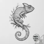 Chameleon, tattoo drawing outline, on a clean… – tattoo sketch (№1755629344_0, 19.08.2025 18:49) — tattoovalue.net