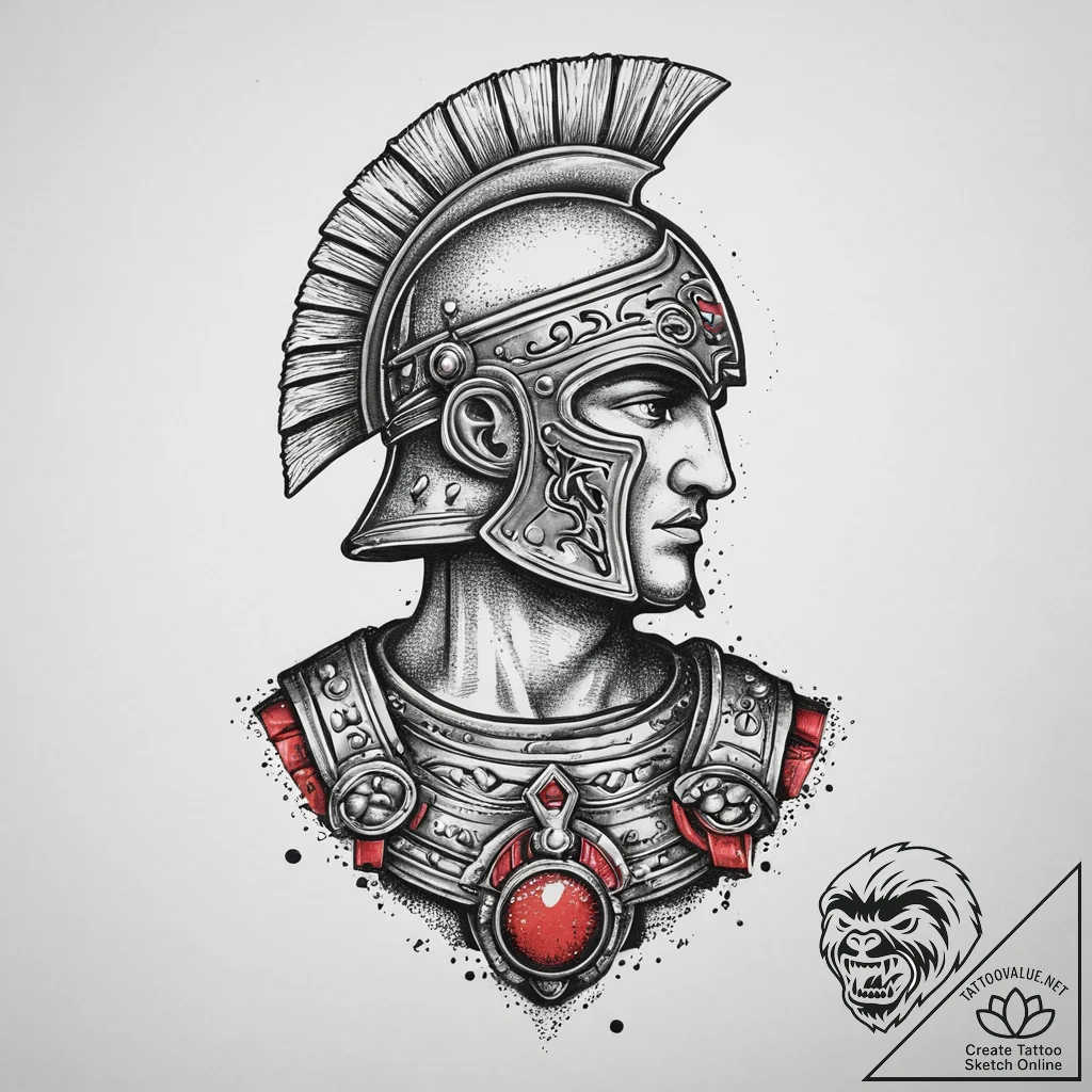Roman legionary, tattoo flash sheet design, o... - tattoo sketch (№1755630592_0, 19.08.2025 19:09) — tattoovalue.net