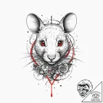 Rat, tattoo drawing outline, trash polka tatt… – tattoo sketch (№1755631214_0, 19.08.2025 19:20) — tattoovalue.net