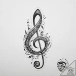 Treble clef, tattoo sketch design, on a clean… – tattoo sketch (№1755631422_0, 19.08.2025 19:23) — tattoovalue.net