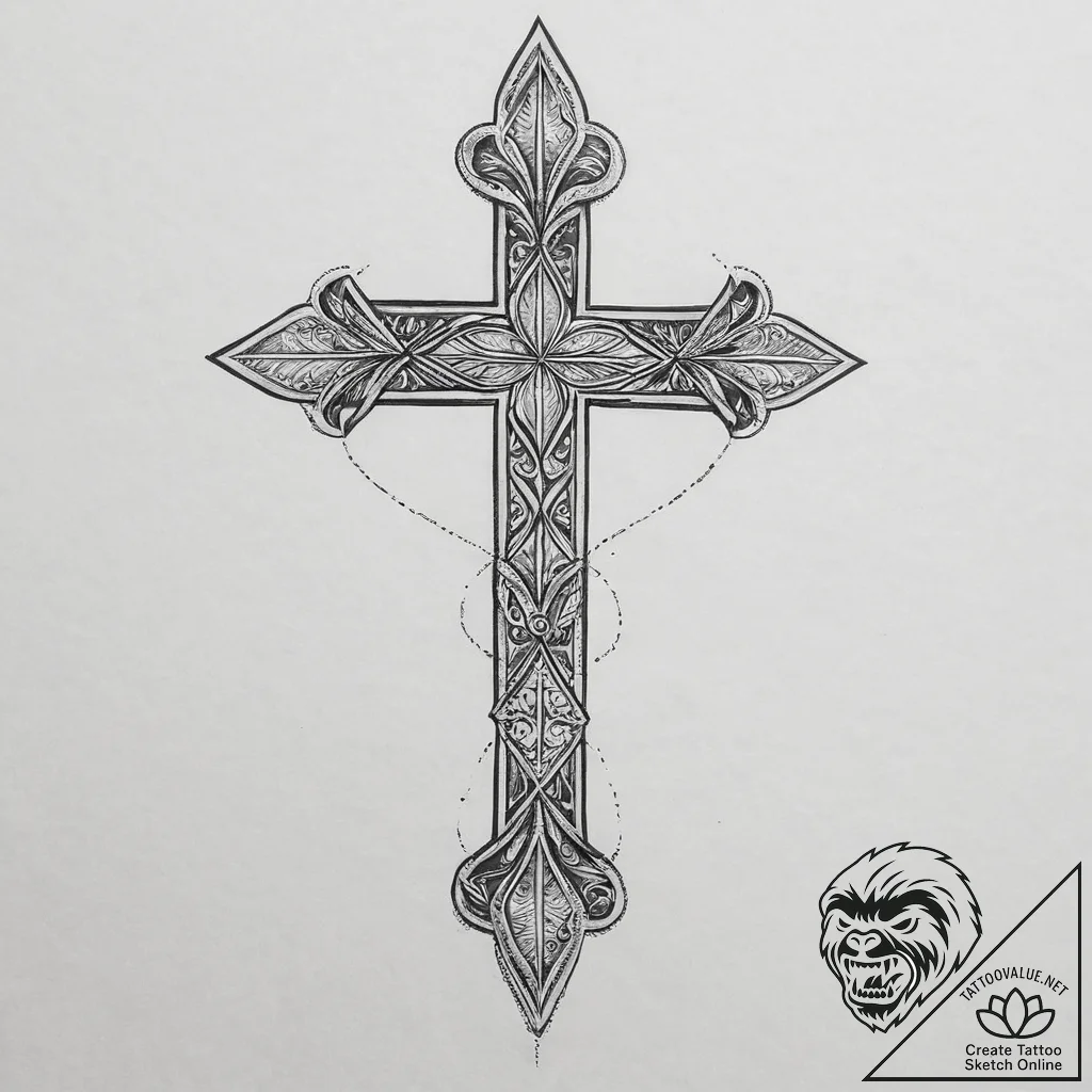 3d (effect), tattoo line art, on a clean whit... - tattoo sketch (№1755632051_0, 19.08.2025 19:34) — tattoovalue.net