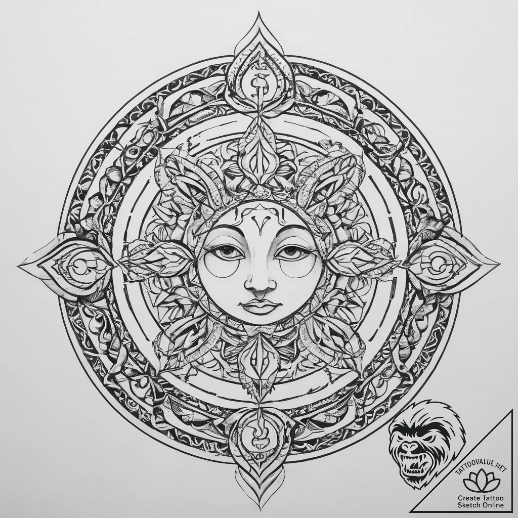 Tattoo design a zodiac glyph disguised as par... - tattoo sketch (№1755633511_0, 19.08.2025 19:58) — tattoovalue.net