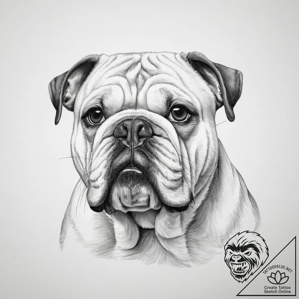 Bulldog - tattoo sketch (№1755634548_0, 19.08.2025 20:15) — tattoovalue.net