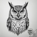 Owl, tattoo line art, black and grey tattoo s… – tattoo sketch (№1755636020_0, 19.08.2025 20:40) — tattoovalue.net