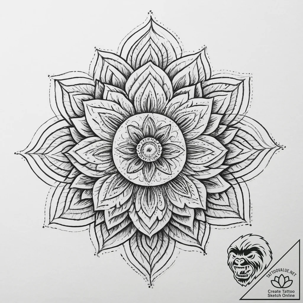 Tattoo sketch a flower blooming from a specif... - tattoo sketch (№1755636227_0, 19.08.2025 20:43) — tattoovalue.net