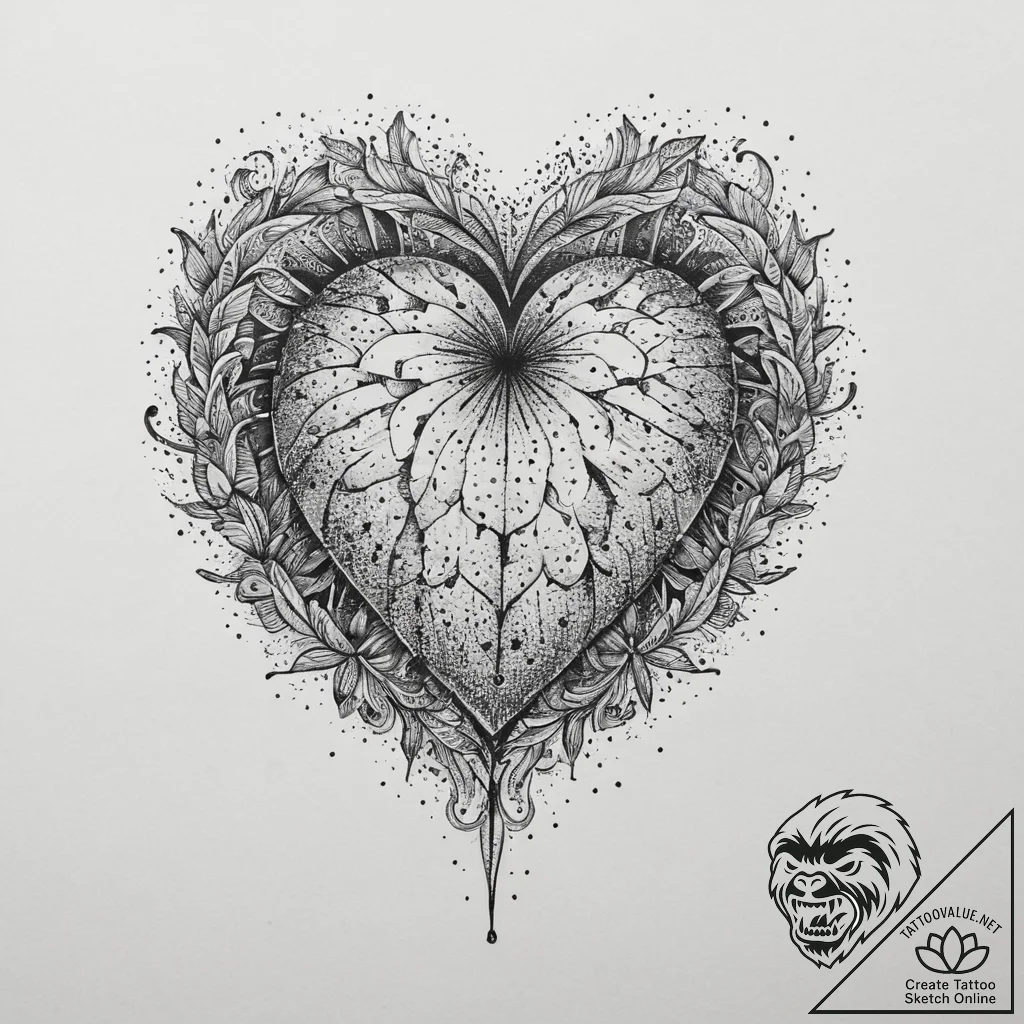 Tattoo design a hand covering a heart, symbol... - tattoo sketch (№1755636643_0, 19.08.2025 20:50) — tattoovalue.net