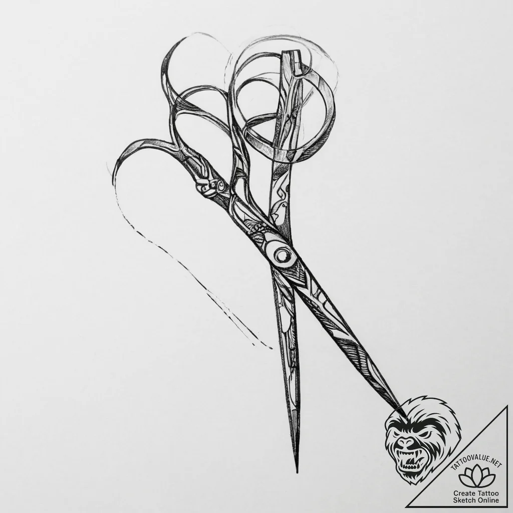 Scissors - tattoo sketch (№1755637058_0, 19.08.2025 20:57) — tattoovalue.net