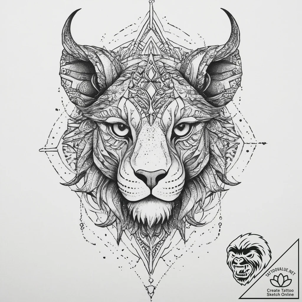 Chimera, tattoo flash sheet design, vibrant c... - tattoo sketch (№1755637265_0, 19.08.2025 21:01) — tattoovalue.net