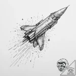 Tattoo design a retro pixelated spaceship fly… – tattoo sketch (№1755638093_0, 19.08.2025 21:14) — tattoovalue.net