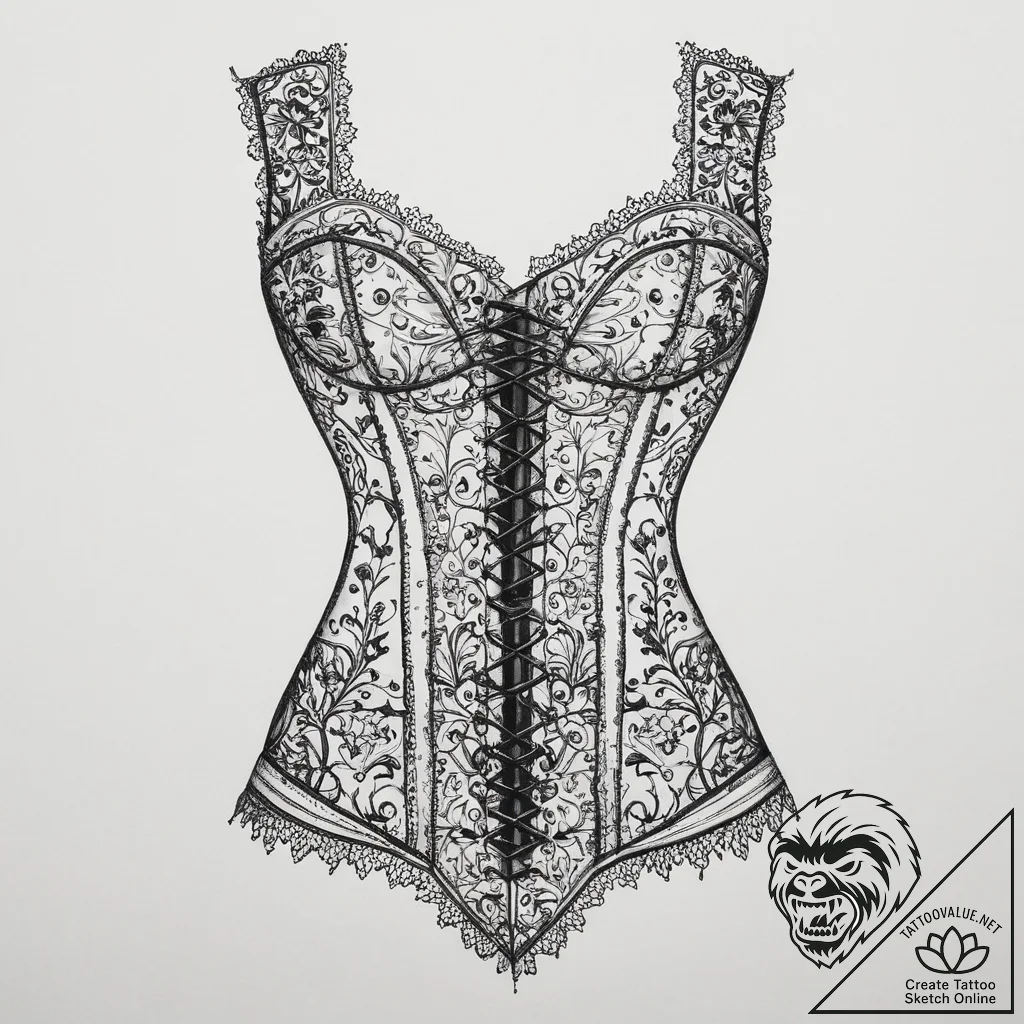 Tattoo design a lace pattern forming a sensua... - tattoo sketch (№1755639959_0, 19.08.2025 21:45) — tattoovalue.net