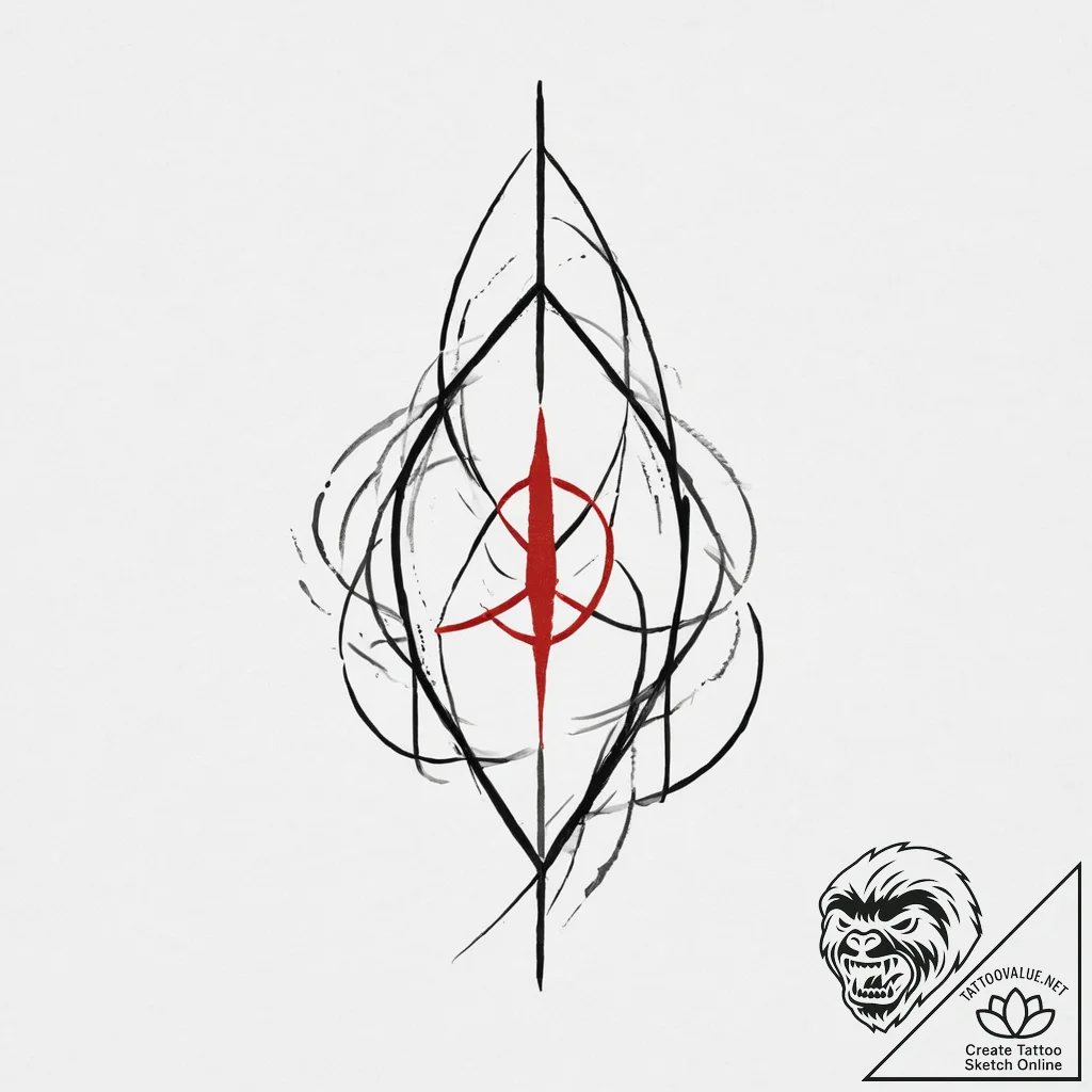 Tattoo design a small, elegant symbol behind... - tattoo sketch (№1755640791_0, 19.08.2025 21:59) — tattoovalue.net