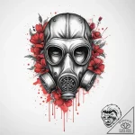 Gas mask with flowers growing from it, concep… – tattoo sketch (№1755641003_0, 19.08.2025 22:03) — tattoovalue.net