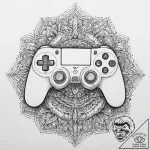 Tattoo sketch a game controller with a delica… – tattoo sketch (№1755641626_0, 19.08.2025 22:13) — tattoovalue.net