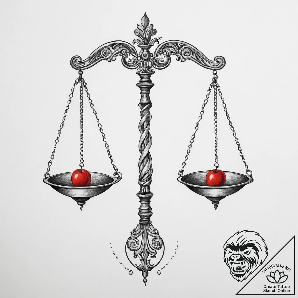 Tattoo sketch libra's scales, appearing as a... - tattoo sketch (№1755641850_0, 19.08.2025 22:17) — tattoovalue.net