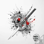 Katana, concept art for tattoo, trash polka t… – tattoo sketch (№1755642465_0, 19.08.2025 22:27) — tattoovalue.net