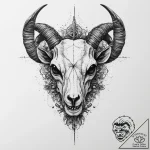 Goat skull, tattoo sketch design, black and w… – tattoo sketch (№1755642887_0, 19.08.2025 22:34) — tattoovalue.net