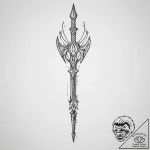 Spear, tattoo sketch design, clean lines, cri… – tattoo sketch (№1755643306_0, 19.08.2025 22:41) — tattoovalue.net