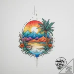 A shot of a desert oasis., tattoo drawing out… – tattoo sketch (№1755643708_0, 19.08.2025 22:48) — tattoovalue.net