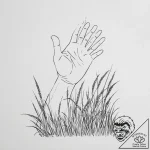 A person’s hand reaching out to touch a field… – tattoo sketch (№1755643916_0, 19.08.2025 22:51) — tattoovalue.net