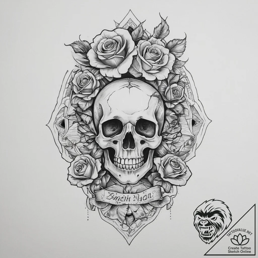 A ghostly apparition in a hallway, tattoo fla... - tattoo sketch (№1755644768_0, 19.08.2025 23:06) — tattoovalue.net
