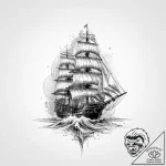 Frigate, tattoo drawing outline, rough sketch… – tattoo sketch (№1755661622_0, 20.08.2025 03:47) — tattoovalue.net