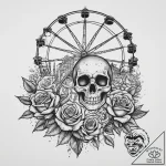 A nighttime shot of a carnival, with the ferr… – tattoo sketch (№1755661819_0, 20.08.2025 03:50) — tattoovalue.net