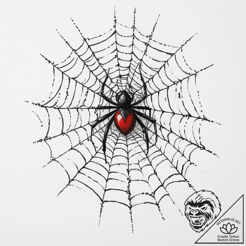 A close-up of a dew-covered spiderweb., tatto... - tattoo sketch (№1755662819_0, 20.08.2025 04:06) — tattoovalue.net