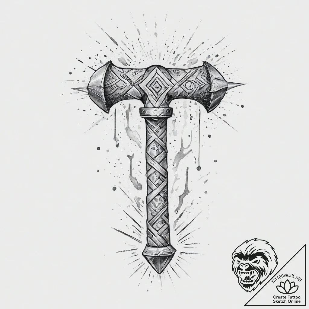 Tattoo sketch: stylized depiction of perun's... - tattoo sketch (№1755663527_0, 20.08.2025 04:18) — tattoovalue.net