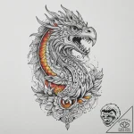 Quetzalcoatl, tattoo sketch design, vibrant c… – tattoo sketch (№1755663924_0, 20.08.2025 04:25) — tattoovalue.net