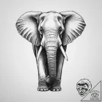 Elephant, ink illustration for tattoo, sepia… – tattoo sketch (№1755664122_0, 20.08.2025 04:28) — tattoovalue.net