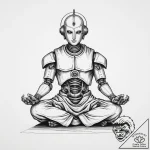 A robot monk in meditation, tattoo sketch des… – tattoo sketch (№1755664521_0, 20.08.2025 04:35) — tattoovalue.net