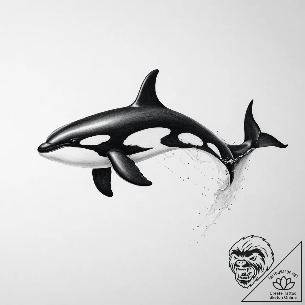 Killer whale - tattoo sketch (№1755665519_0, 20.08.2025 04:51) — tattoovalue.net
