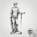 A street performer disguised as a silver stat… – tattoo sketch (№1755665916_0, 20.08.2025 04:58) — tattoovalue.net
