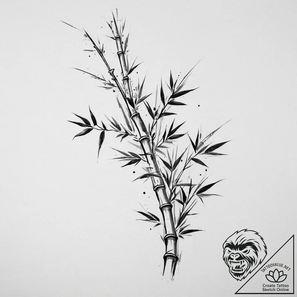 Bamboo, tattoo flash sheet design, on a clean... - tattoo sketch (№1755666114_0, 20.08.2025 05:01) — tattoovalue.net