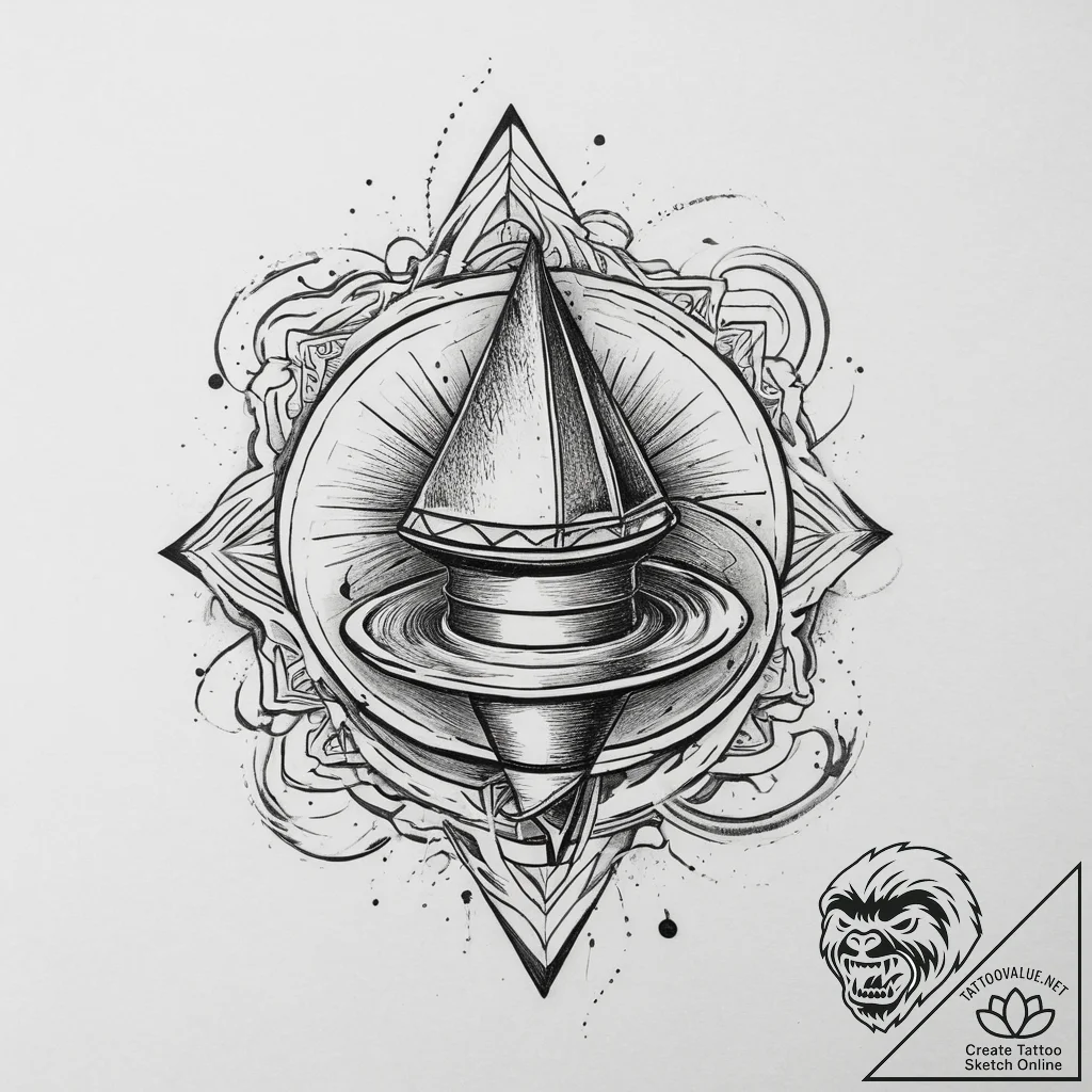 A spinning top, ink illustration for tattoo,... - tattoo sketch (№1755666713_0, 20.08.2025 05:11) — tattoovalue.net