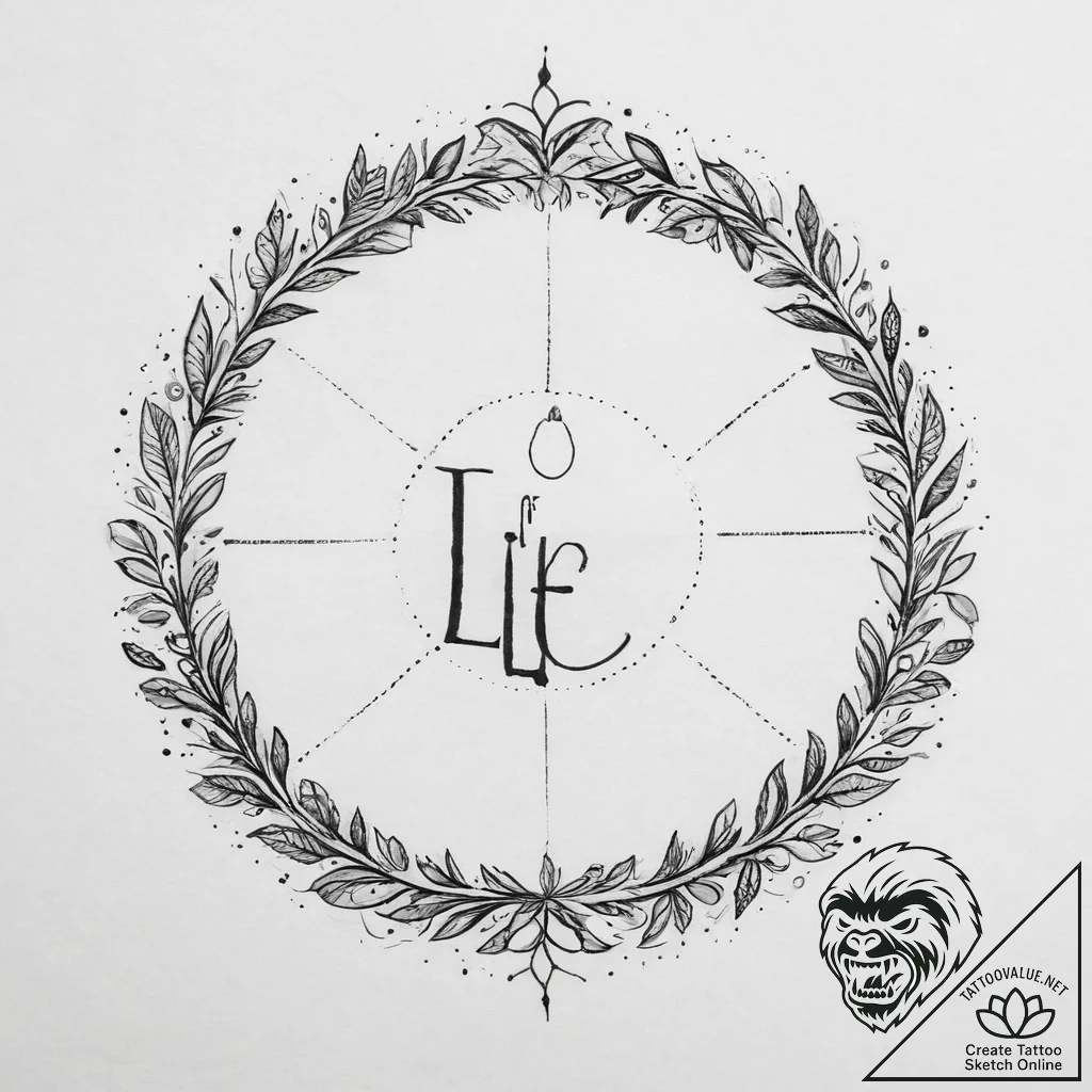 Tattoo design a minimalist 'circle of life' s... - tattoo sketch (№1755667111_0, 20.08.2025 05:18) — tattoovalue.net