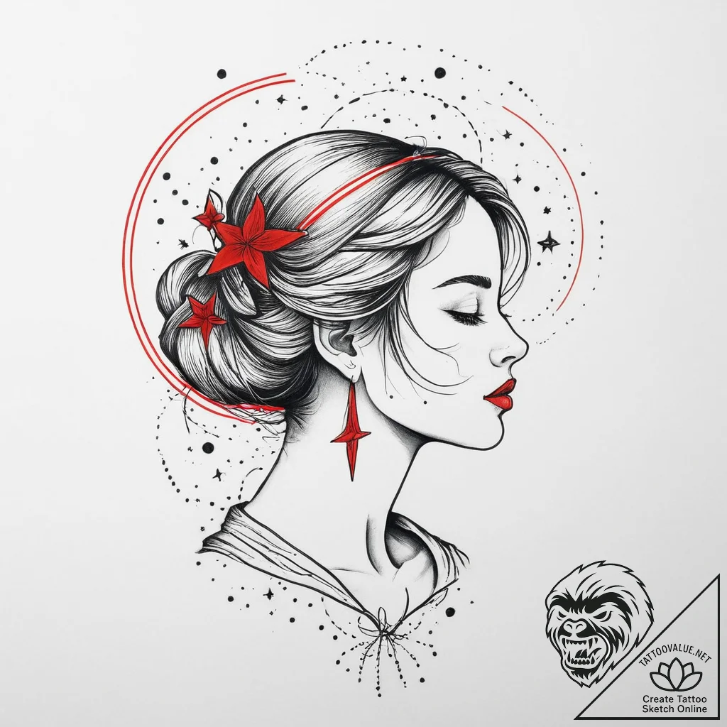 Tattoo design a virgo constellation, with sta... - tattoo sketch (№1755668109_0, 20.08.2025 05:35) — tattoovalue.net