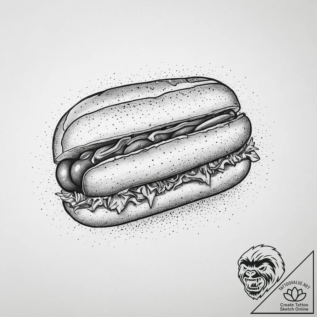 Tattoo design a 'hot dog' on one, 'bun' on th... - tattoo sketch (№1755668507_0, 20.08.2025 05:41) — tattoovalue.net