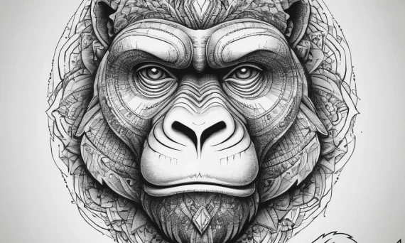Tattoo sketch a powerful gorilla, hands clenc... - tattoo sketch (№1755668707_0, 20.08.2025 05:45) — tattoovalue.net