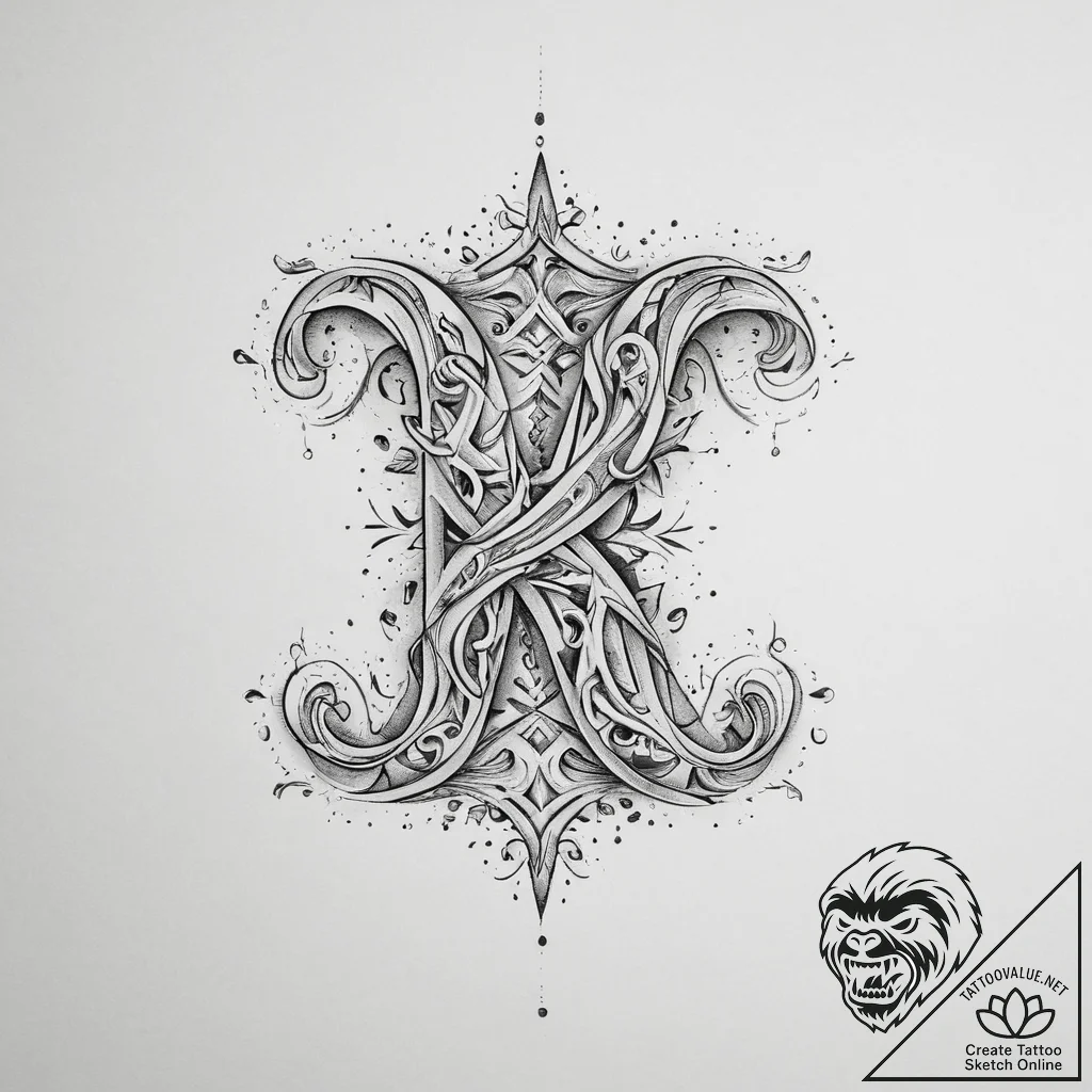 Tattoo design the first letter of a name tran... - tattoo sketch (№1755668908_0, 20.08.2025 05:48) — tattoovalue.net