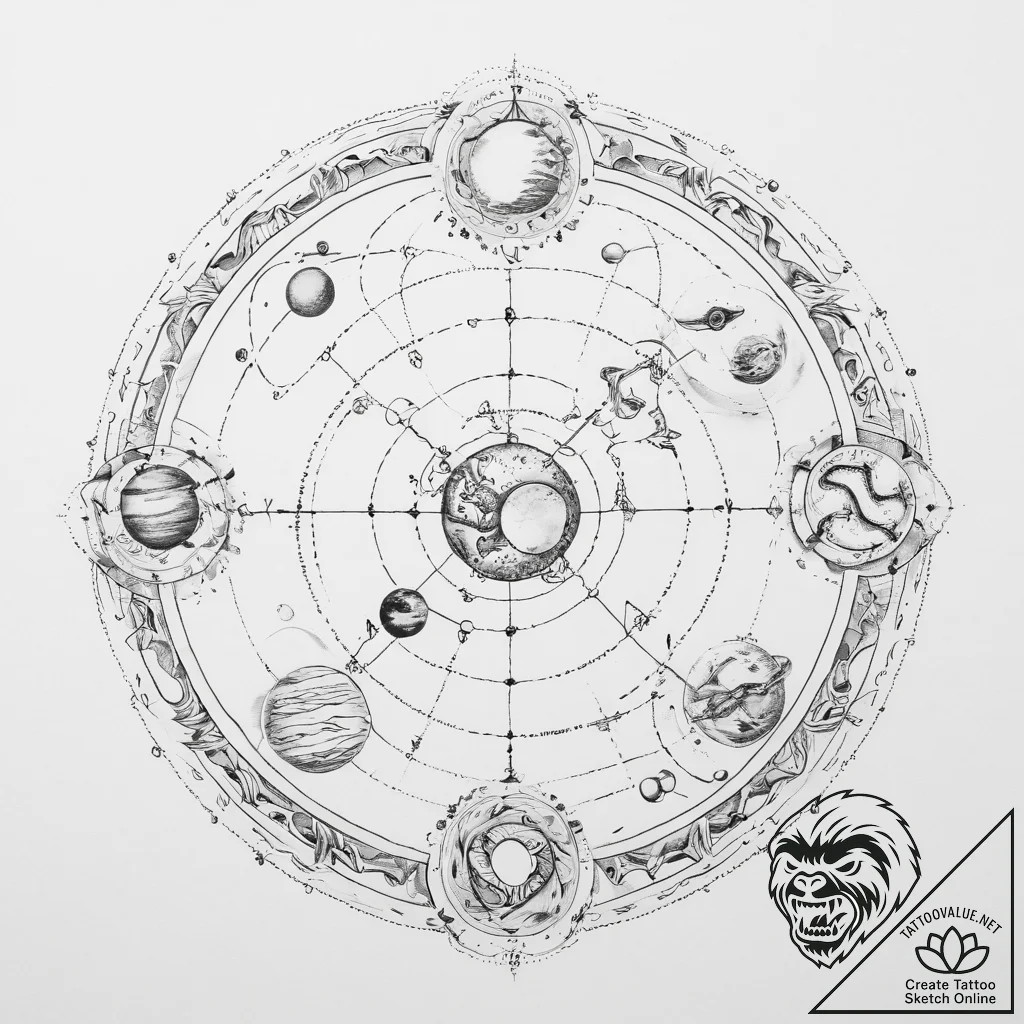 Tattoo sketch a zodiac glyph with its corresp... - tattoo sketch (№1755669108_0, 20.08.2025 05:51) — tattoovalue.net