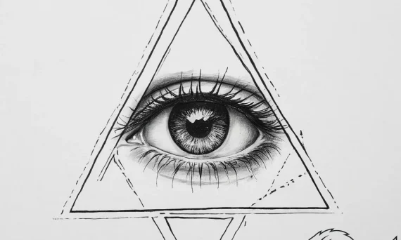 Eye in triangle, concept art for tattoo, on a... - tattoo sketch (№1755669308_0, 20.08.2025 05:55) — tattoovalue.net