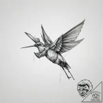 Tattoo design a tiny paper crane., ink illust… – tattoo sketch (№1755669506_0, 20.08.2025 05:58) — tattoovalue.net