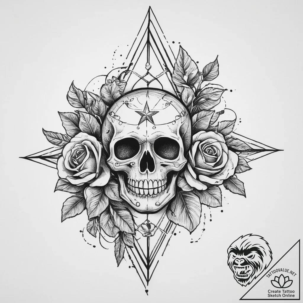 Tattoo design a starlit night sky, with a sin... - tattoo sketch (№1755671501_0, 20.08.2025 06:31) — tattoovalue.net