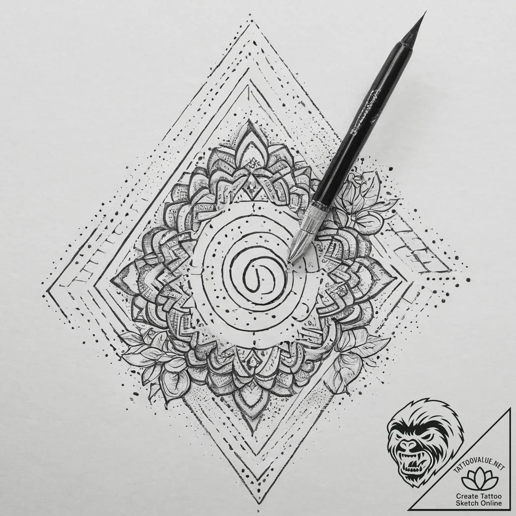 A person practicing calligraphy with a brush... - tattoo sketch (№1755671699_0, 20.08.2025 06:34) — tattoovalue.net