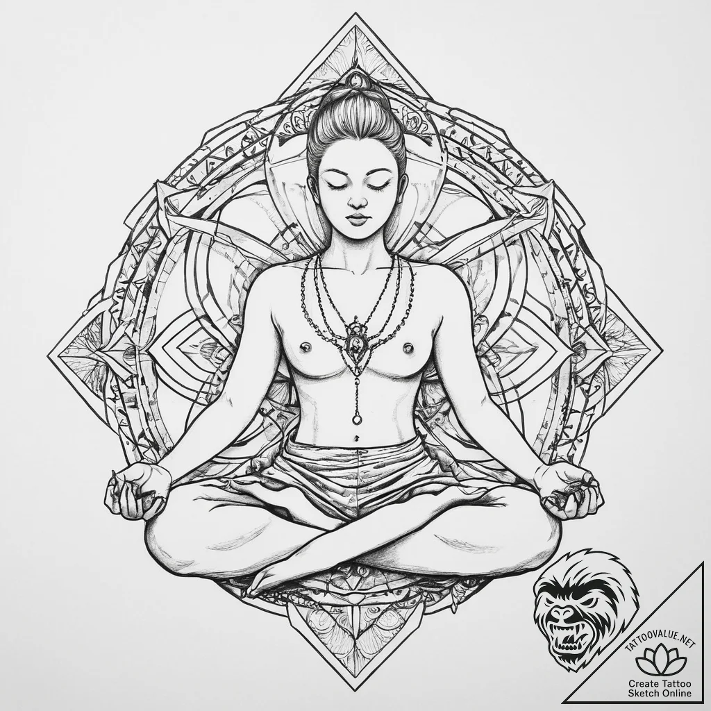 Tattoo design a geometric outline of a person... - tattoo sketch (№1755671897_0, 20.08.2025 06:38) — tattoovalue.net